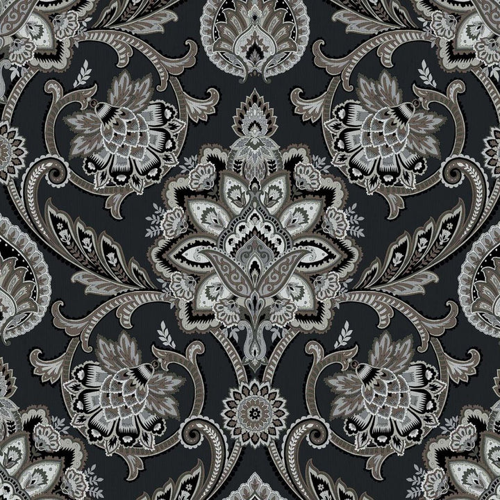 Blickling Garden Damask Charcoal by RM CoCo Fabric