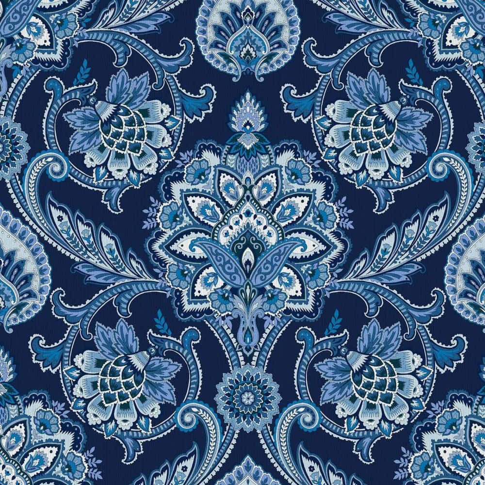 Blickling Garden Damask Mood Indigo by RM CoCo Fabric