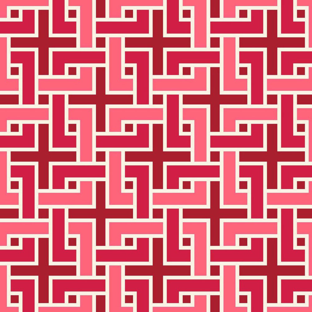 Manchurian Fret Maraschino by RM CoCo Fabric