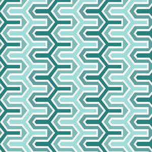Rickety Rac Stripe Sea Mist by RM CoCo Fabric
