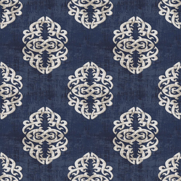 Guinevere Damask Sapphire by RM CoCo Fabric