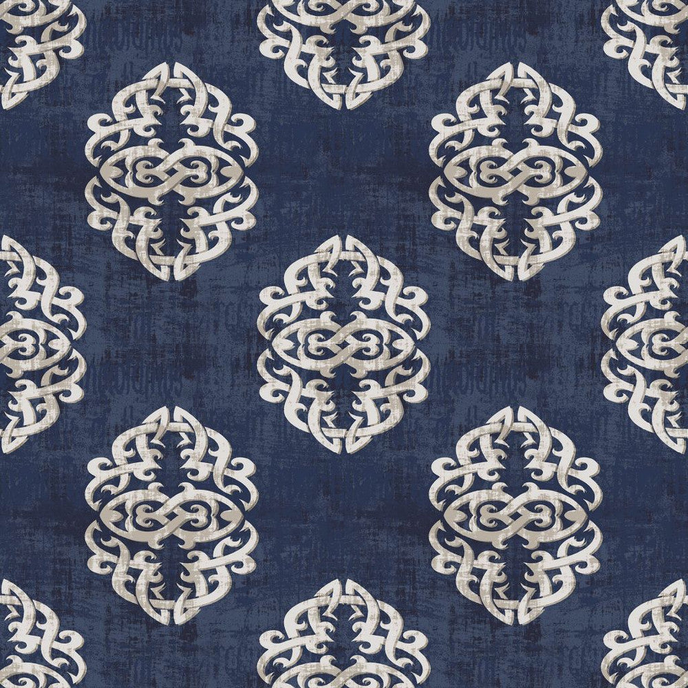 Guinevere Damask Sapphire by RM CoCo Fabric
