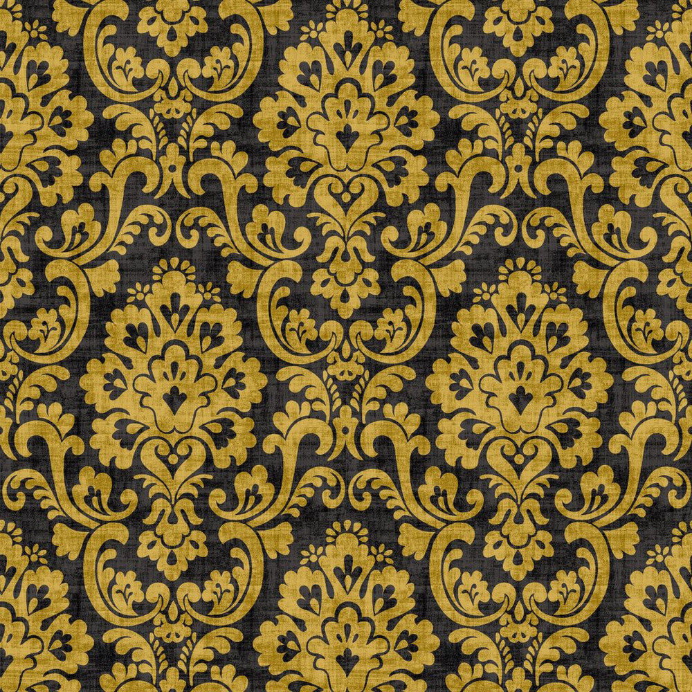 Frescato Damask Reversal Black Gold by RM CoCo Fabric