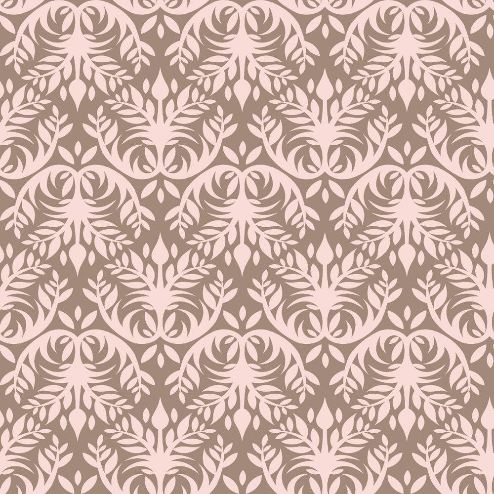 Double Dutch Damask Reversal Chocolate Strawberry by RM CoCo Fabric