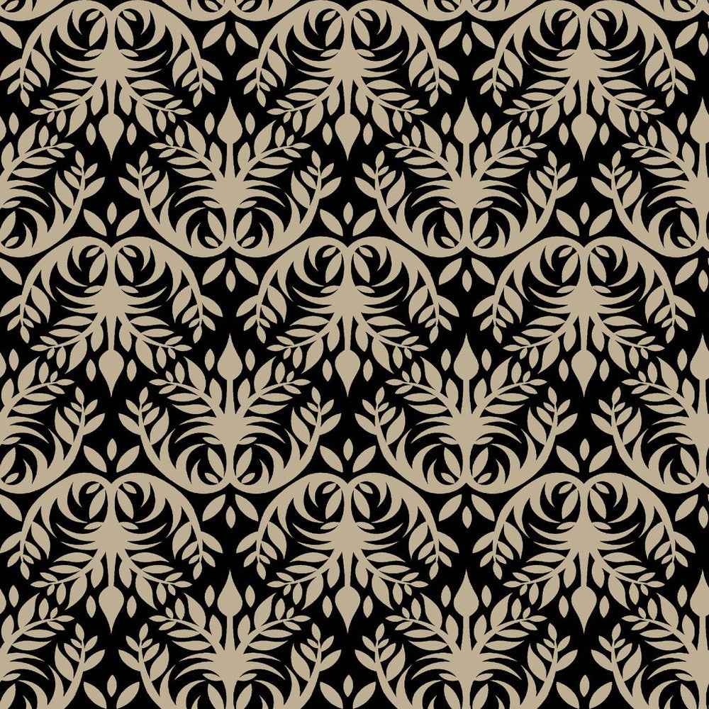 Double Dutch Damask Reversal Black Walnut by RM CoCo Fabric