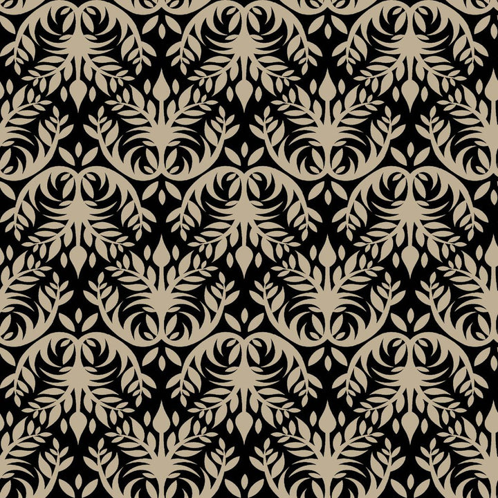 Double Dutch Damask Reversal Black Walnut by RM CoCo Fabric