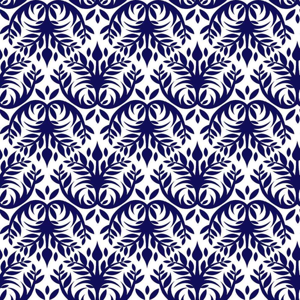 Double Dutch Damask Cobalt by RM CoCo Fabric