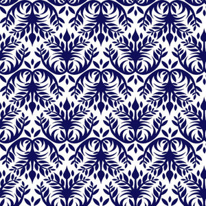 Double Dutch Damask Cobalt by RM CoCo Fabric