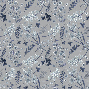 Wildflower Mono Blue Streak by RM CoCo Fabric