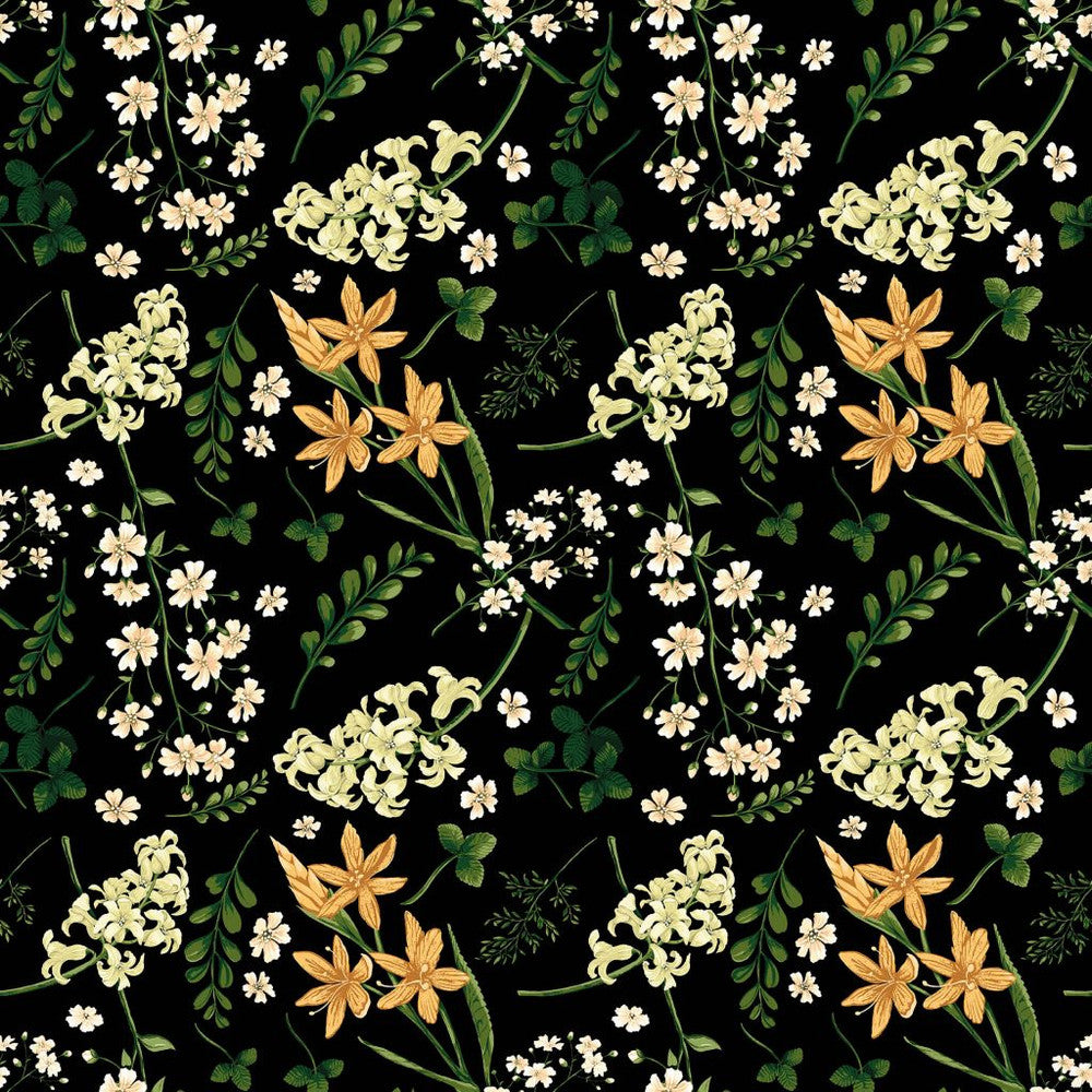 Wildflower Multi Black Gold by RM CoCo Fabric