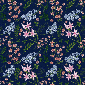 Wildflower Multi Navy by RM CoCo Fabric