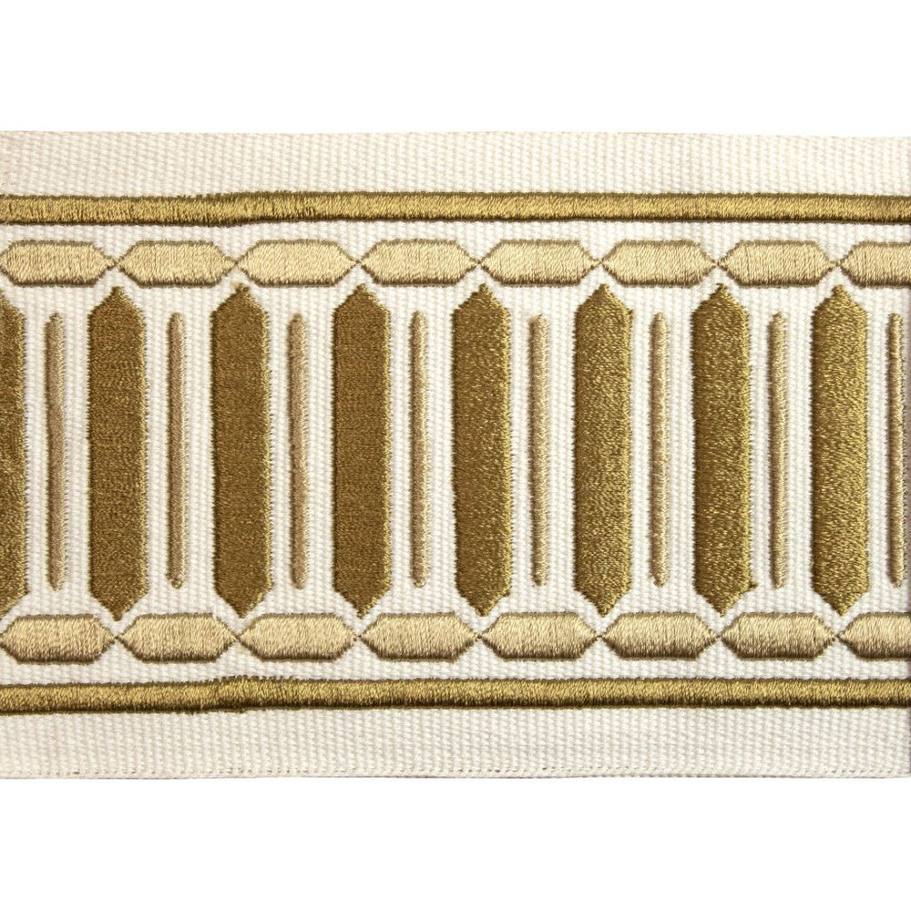 BD122 Border 4" Old Gold by RM CoCo Trim Creative Threads III 100% Cotton Base 100% Rayon Embroidery See Sample 0 Horizontal: 4 and Vertical: 0.75 4 - Fabric Carolina -