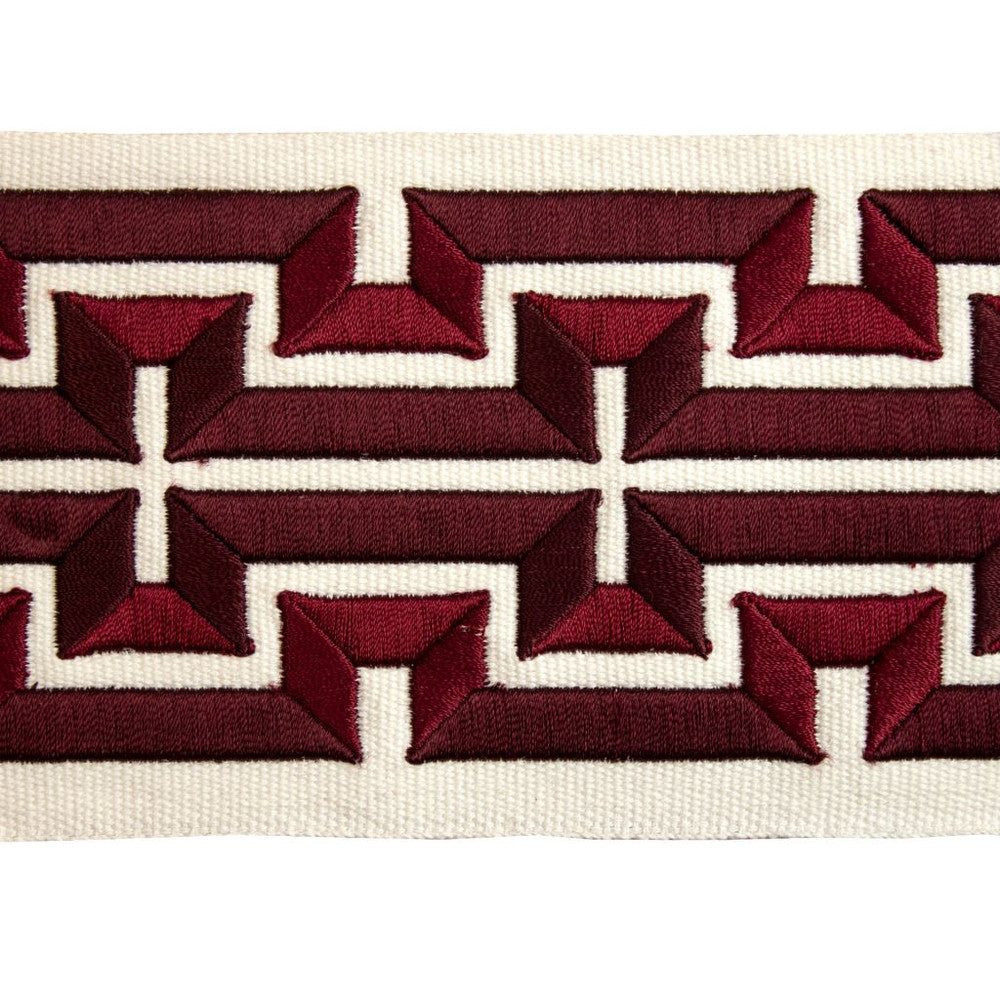 BD132 Border 4" Scarlet by RM CoCo Trim Creative Threads IV 100% Cotton Base 100% Rayon Embroidery See Sample 0 Horizontal: 4 and Vertical: 2.5 4 - Fabric Carolina -