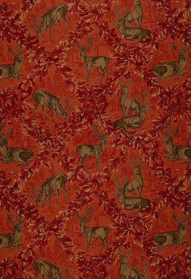 Woburn Meadow Red 169073 by Schumacher Fabric Classic-Prints 100% Cotton - Horizontal: 27 and Vertical: 27 55 - Fabric Carolina -