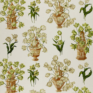 Tulipiers White & Apple 169140 by Schumacher Fabric