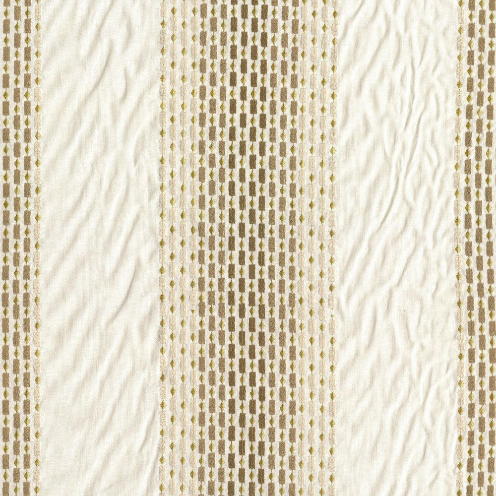 Spangle Stripe Burnished Gold by RM CoCo Fabric Gemstones II Imperial Topaz to Tibetan Coral Base 70% Viscose 30% Linen Emb. 70% Spun Polyester 30% Viscose See Sample 0 Horizontal: 16.54 and Vertical: 0.98 54 - Fabric Carolina -