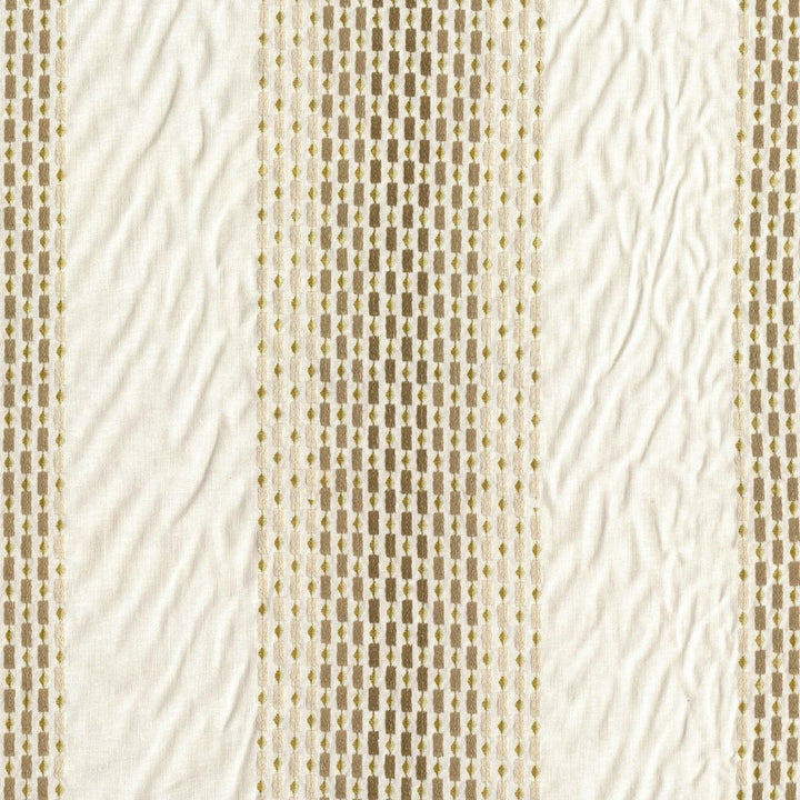 Spangle Stripe Burnished Gold by RM CoCo Fabric Gemstones II Imperial Topaz to Tibetan Coral Base 70% Viscose 30% Linen Emb. 70% Spun Polyester 30% Viscose See Sample 0 Horizontal: 16.54 and Vertical: 0.98 54 - Fabric Carolina -