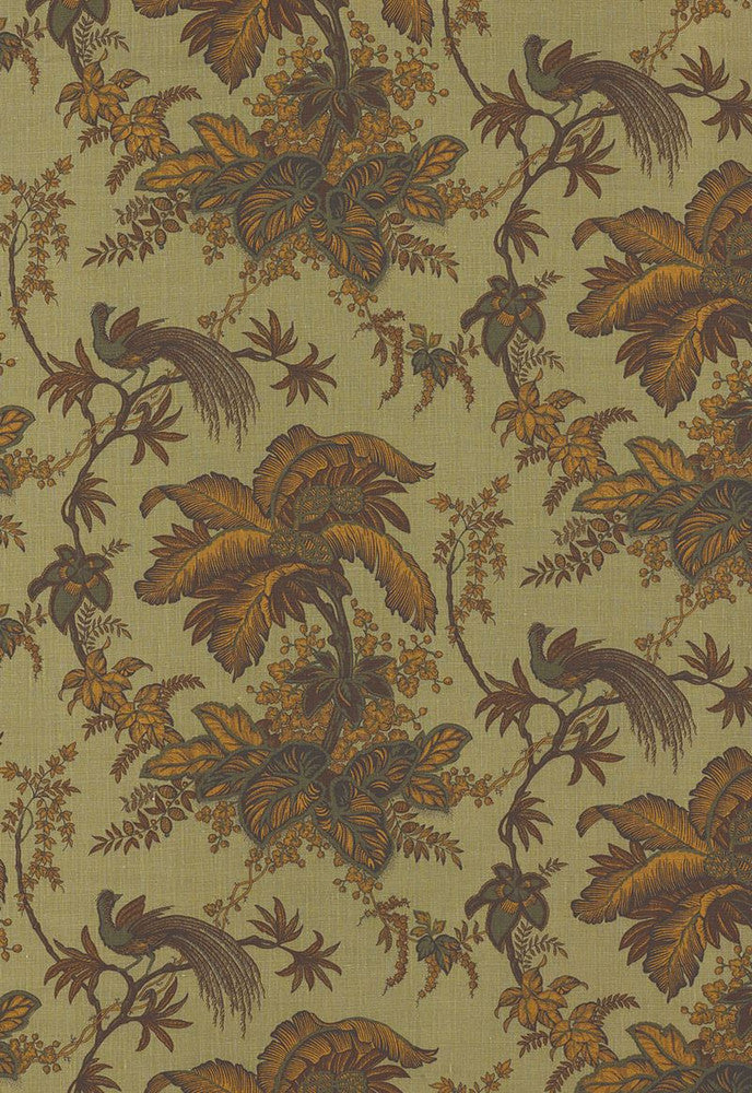 Coconut Grove Spruce 171112 by Schumacher Fabric Classic-Prints 100% Linen - Horizontal: 13.5 and Vertical: 18 54 - Fabric Carolina -