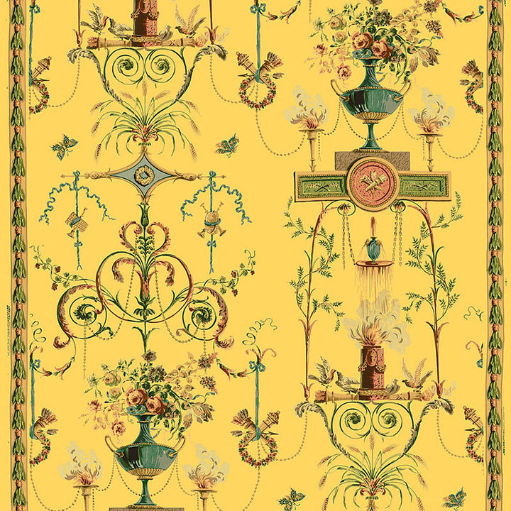 Terracina Arabesque Jonquil 172631 by Schumacher Fabric Schumacher Fabric Terracina Arabesque Jonquil 172631Fabric COTTON 100% PERU </p><p>Repeat: H: HORZ. 54" (137CM) , V: VERT. 77 1/2" (197CM) 54 - Fabric Carolina -