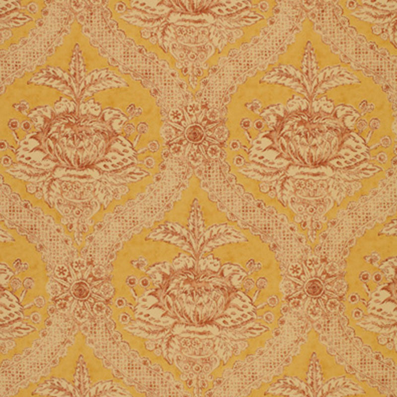 Haddon Hall Damask Maize 172780 by Schumacher Fabric THE LIBRAY COLLECTION See Sample UNITED KINGDOM TO BE DETERMINED </p><p>Repeat: Horizontal: 9" (23CM) and Vertical: 23 3/4" (60CM) 54" WIDE (137CM) - Fabric Carolina -