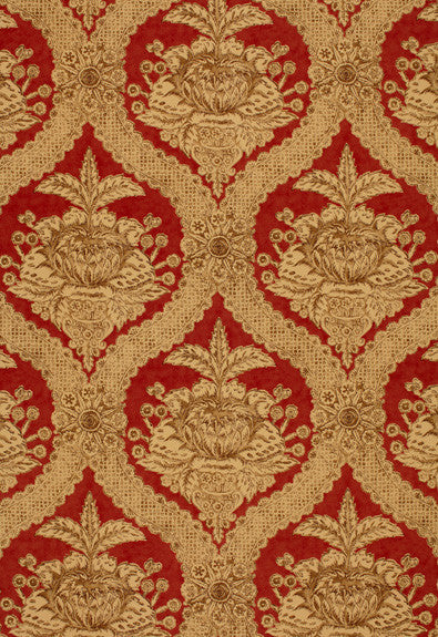 Haddon Hall Damask Venetian Red 172781 by Schumacher Fabric - 100% Cotton - Horizontal: 9 and Vertical: 23.75 54 - Fabric Carolina -