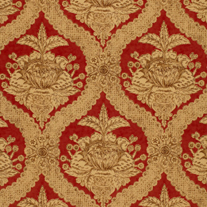 Haddon Hall Damask Venetian Red 172781 by Schumacher Fabric THE LIBRAY COLLECTION See Sample UNITED KINGDOM TO BE DETERMINED </p><p>Repeat: Horizontal: 9" (23CM) and Vertical: 23 3/4" (60CM) 54" WIDE (137CM) - Fabric Carolina -