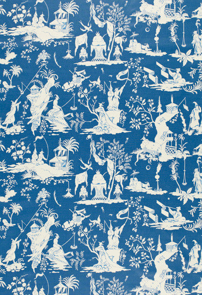 Starry Night China Blue 172922 by Schumacher Designer Fabric COLLECTION-NAME-TBA-172920 100% Cotton - Horizontal: 34 and Vertical: 20 68.5 - Swanky Fabrics -