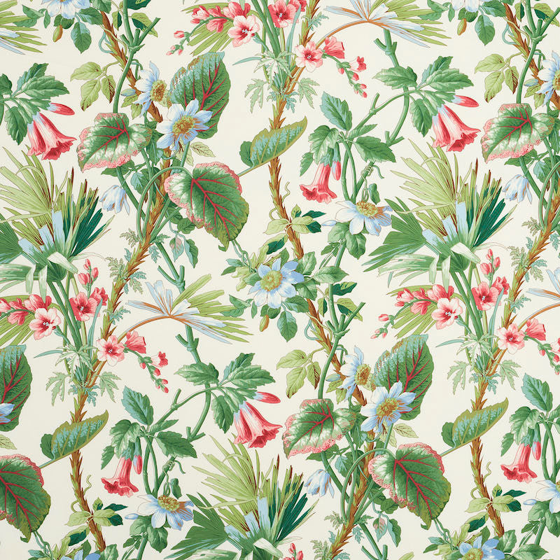 Palmetto Garden Tropic 172951 by Schumacher Fabric SCHUMACHER CLASSICS COTTON 100% FRANCE </p><p>Repeat: Horizontal: 28 1/2" (72CM) and Vertical: 41 1/4" (105CM) 58 - Fabric Carolina -