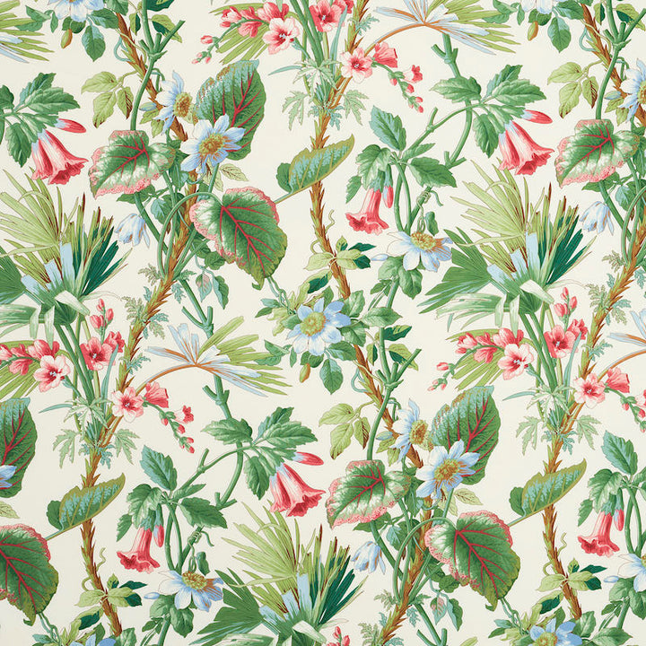 Palmetto Garden Tropic 172951 by Schumacher Fabric SCHUMACHER CLASSICS COTTON 100% FRANCE </p><p>Repeat: Horizontal: 28 1/2" (72CM) and Vertical: 41 1/4" (105CM) 58 - Fabric Carolina -