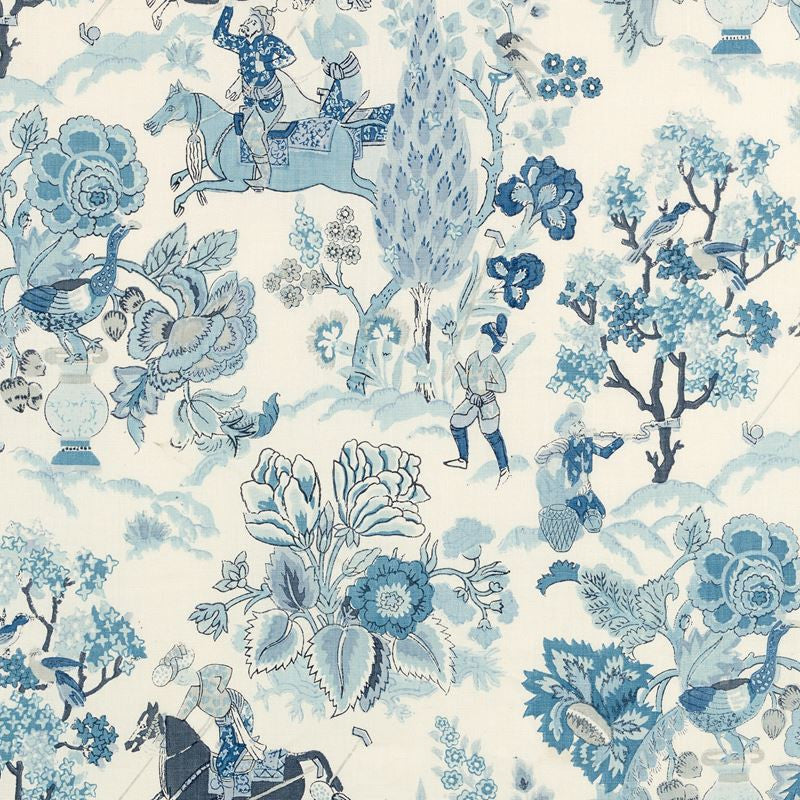 Persian Lancers Porcelain 173014 by Schumacher Fabric Schumacher-Classics 100% Linen - Horizontal: 12.5 and Vertical: 30 49 - Fabric Carolina -