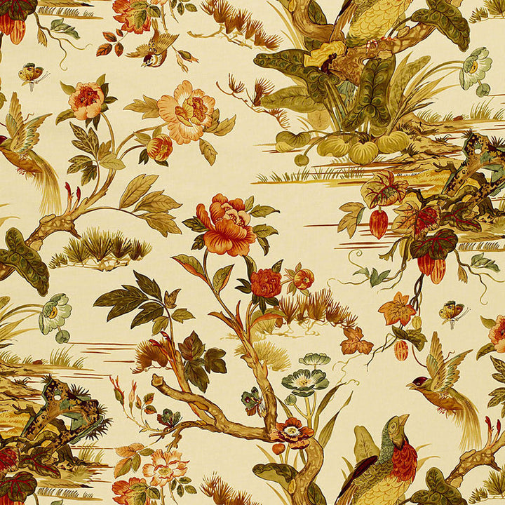 Le Faisan Chinoiserie Spice 173082 by Schumacher Designer Fabric SCHUMACHER PRINTS S05 COTTON 100% FRANCE </p><p>Repeat: Horizontal: 27" (69CM) and Vertical: 30 7/8" (78CM) 54 - Swanky Fabrics -