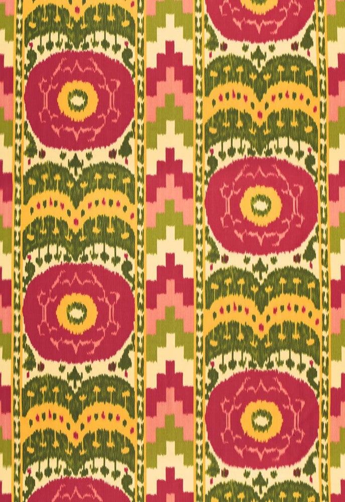 Samarkand Ikat Watermelon 173101 by Schumacher Fabric - 70% Cotton, 30% Silk - Horizontal: 27.75 and Vertical: 32.75 55.125 - Fabric Carolina -