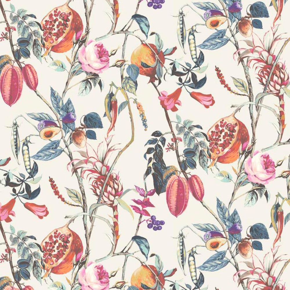 Bountiful Garden Blossom by RM CoCo Fabric Painter's Palette Cadmium Orange to Purple Lake 55% Linen 45% Viscose See Sample 0 Horizontal: 27 and Vertical: 35.98 55.12 - Fabric Carolina -