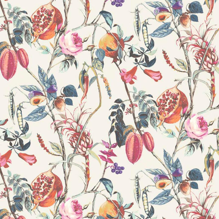 Bountiful Garden Blossom by RM CoCo Fabric Painter's Palette Cadmium Orange to Purple Lake 55% Linen 45% Viscose See Sample 0 Horizontal: 27 and Vertical: 35.98 55.12 - Fabric Carolina -