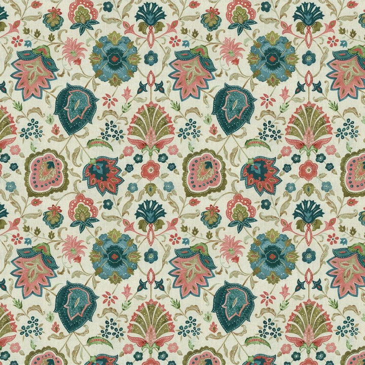 Palampur Begonia by RM CoCo Fabric Painter's Palette Cadmium Orange to Purple Lake 62% Viscose 14% Linen 24% Cotton See Sample 0 Horizontal: 16.93 and Vertical: 21.26 57.87 - Fabric Carolina -