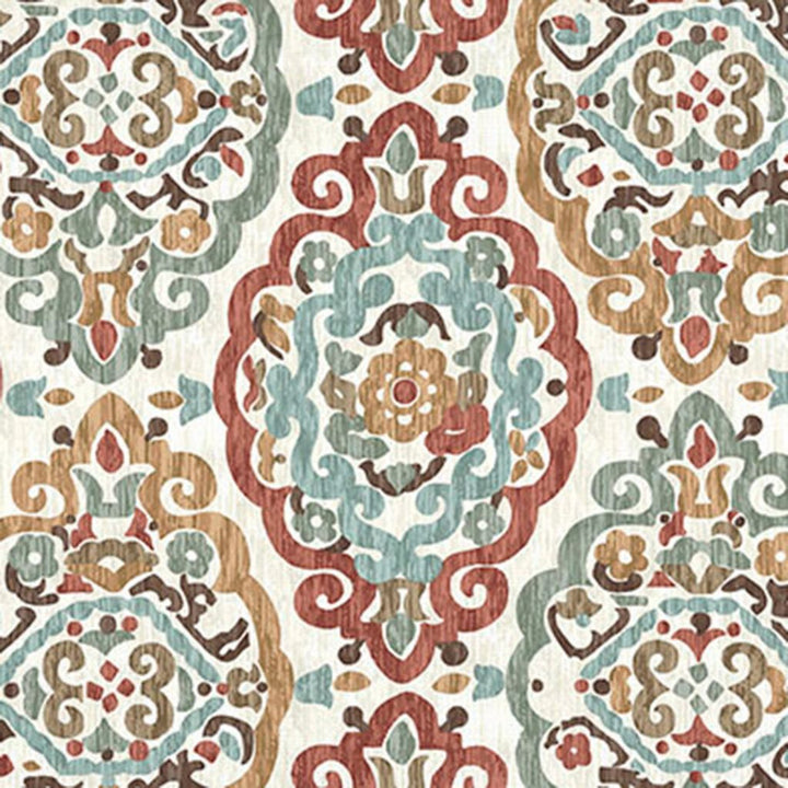 Scroll Medallion Garnet by RM CoCo Fabric Painter's Palette Cadmium Orange to Purple Lake 67% Viscose 33% Linen See Sample 15000 Horizontal: 13.5 and Vertical: 27 54 - Fabric Carolina -