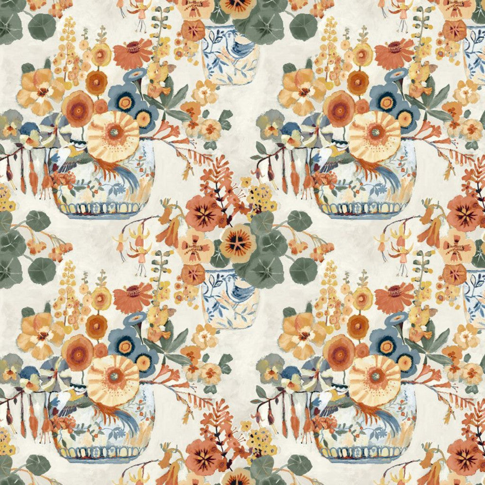 Still Life Marigold by RM CoCo Fabric Painter's Palette Cadmium Orange to Purple Lake 55% Linen 45% Viscose See Sample 0 Horizontal: 27 and Vertical: 25.2 55.12 - Fabric Carolina -