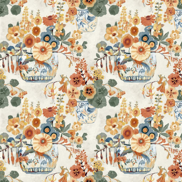 Still Life Marigold by RM CoCo Fabric Painter's Palette Cadmium Orange to Purple Lake 55% Linen 45% Viscose See Sample 0 Horizontal: 27 and Vertical: 25.2 55.12 - Fabric Carolina -