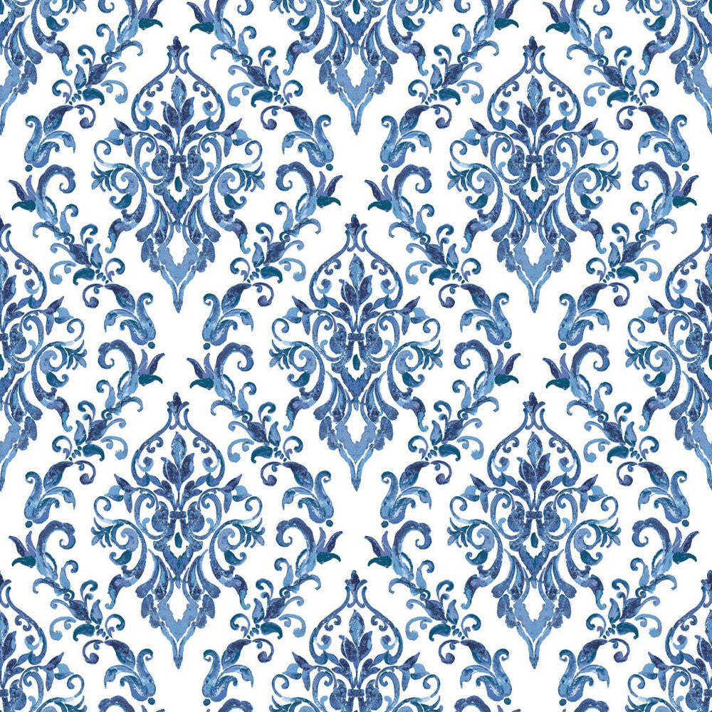 San Marco Damask Sapphire by RM CoCo Fabric Painter's Palette Cerulean Blue to Viridian Green See Sample 0 Horizontal: 27 and Vertical: 27 0 - Fabric Carolina -