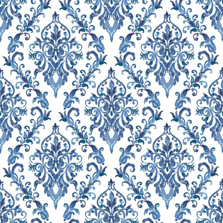 San Marco Damask Sapphire by RM CoCo Fabric Painter's Palette Cerulean Blue to Viridian Green See Sample 0 Horizontal: 27 and Vertical: 27 0 - Fabric Carolina -