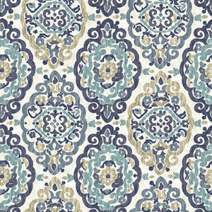Scroll Medallion Indigo by RM CoCo Fabric