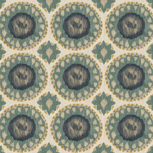 Toltec Medallion Blue Spruce by RM CoCo Fabric