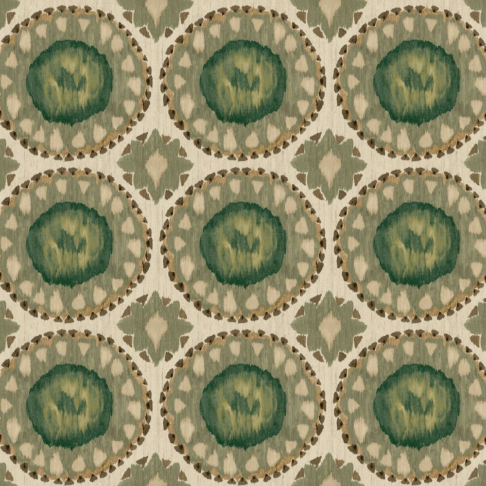Toltec Medallion Wasabi by RM CoCo Fabric Painter's Palette Cerulean Blue to Viridian Green 100% Cotton See Sample 30000 Horizontal: 9 and Vertical: 8.4 55.5 - Fabric Carolina -