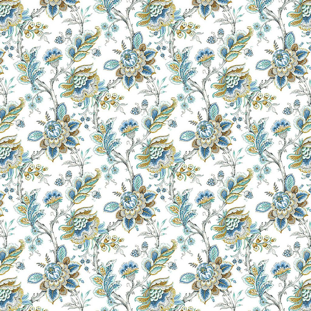 Ewhurst Manor French Blue by RM CoCo Fabric Painter's Palette Cerulean Blue to Viridian Green 100% Polyester See Sample 0 Horizontal: 25.19 and Vertical: 27.5 55 - Fabric Carolina -