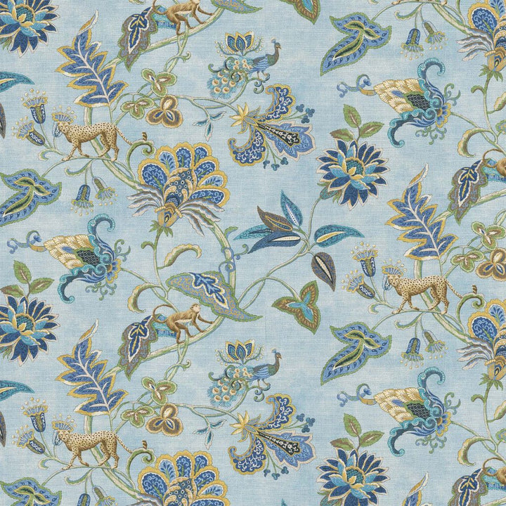 Floral Safari French Blue by RM CoCo Fabric Painter's Palette Cerulean Blue to Viridian Green 100% Cotton See Sample 30000 Horizontal: 27 and Vertical: 27 54 - Fabric Carolina -