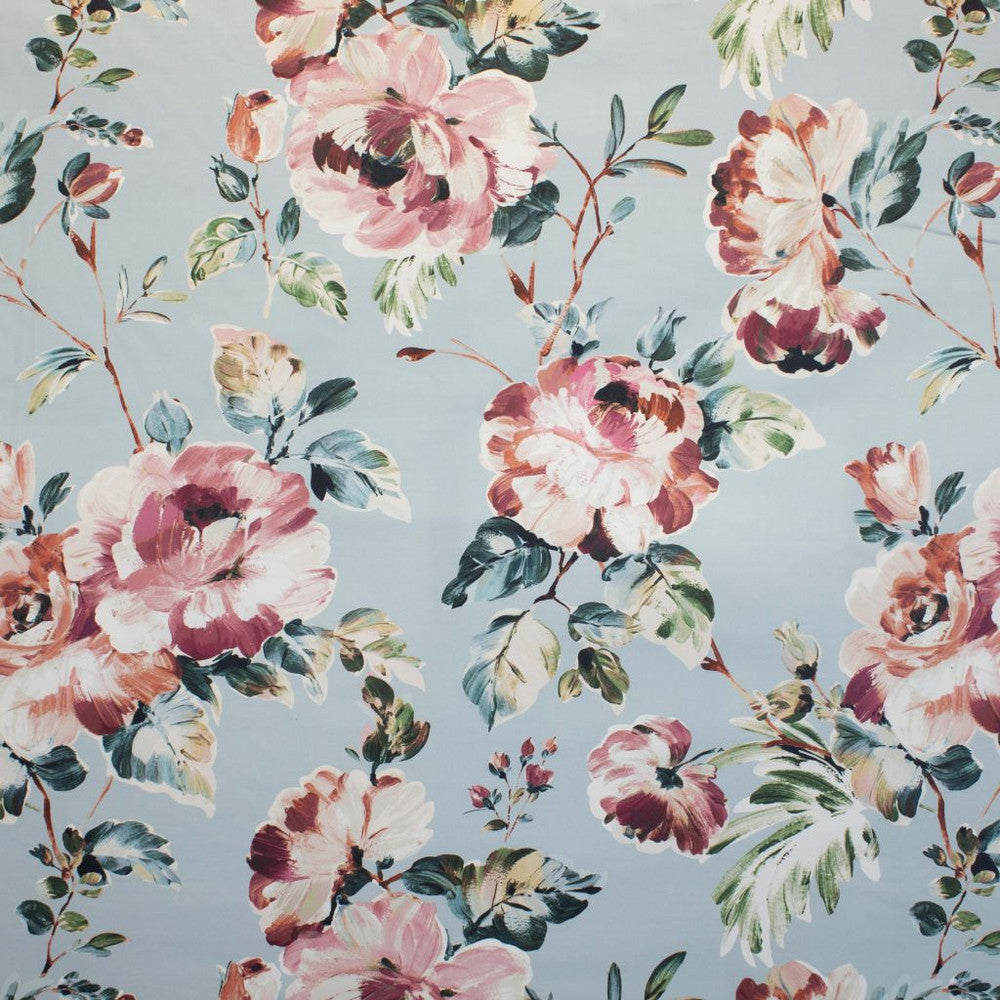 Floribunda French Blue by RM CoCo Fabric Painter's Palette Cerulean Blue to Viridian Green 100% Cotton See Sample 70000 Horizontal: 27.3 and Vertical: 26.8 56 - Fabric Carolina -