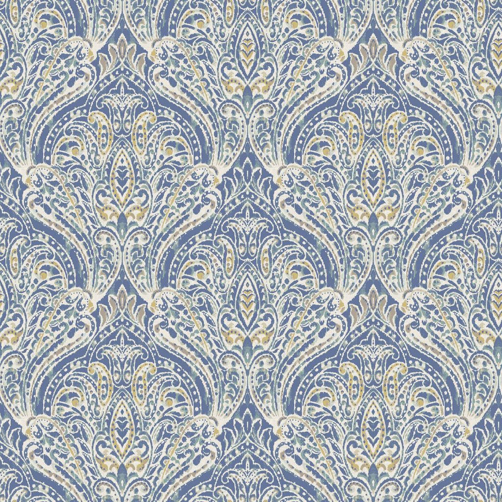 Marrakech Damask Cornflower by RM CoCo Fabric Painter's Palette Cerulean Blue to Viridian Green See Sample 0 Horizontal: 13.5 and Vertical: 13.5 0 - Fabric Carolina -