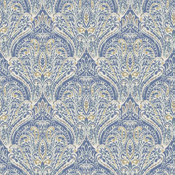 Marrakech Damask Cornflower by RM CoCo Fabric Painter's Palette Cerulean Blue to Viridian Green See Sample 0 Horizontal: 13.5 and Vertical: 13.5 0 - Fabric Carolina -