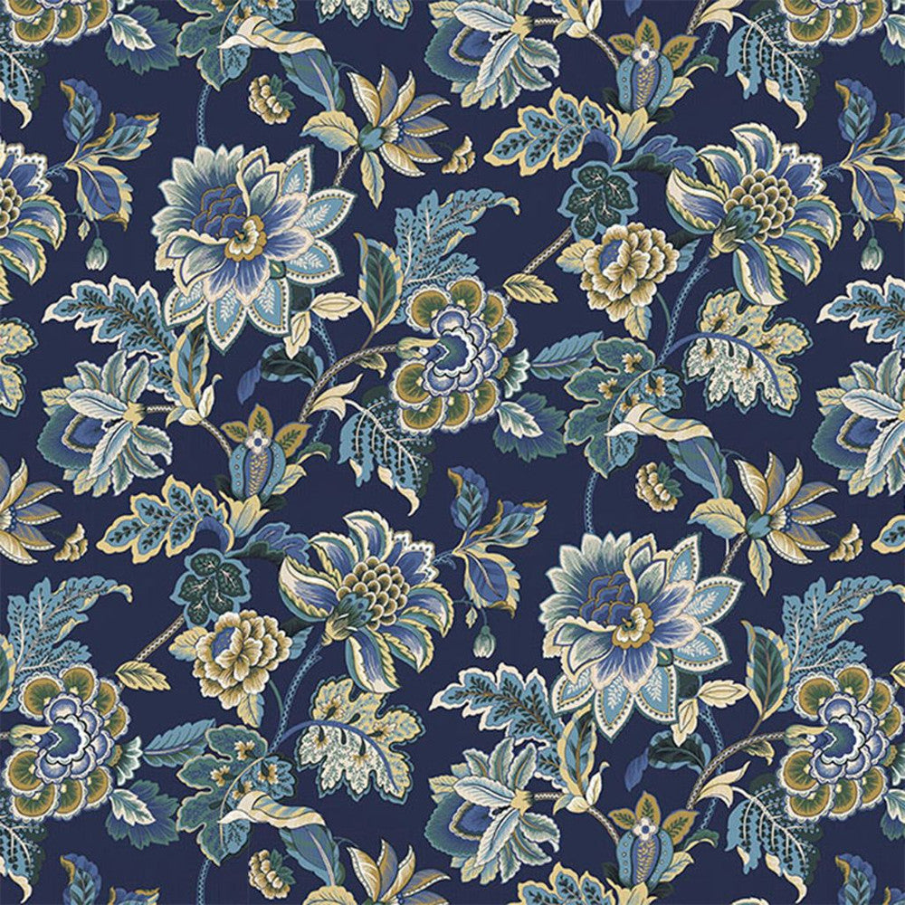 Highclare Garden Cobalt by RM CoCo Fabric Painter's Palette Cerulean Blue to Viridian Green 55% Linen 45% Cotton See Sample 50000 Horizontal: 13.5 and Vertical: 27 54 - Fabric Carolina -