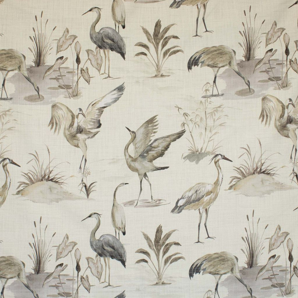 Dancing Cranes Bluestone by RM CoCo Fabric Painter's Palette Titanium White To Lamp Black 100% Cotton See Sample 0 Horizontal: 27 and Vertical: 27 54 - Fabric Carolina -